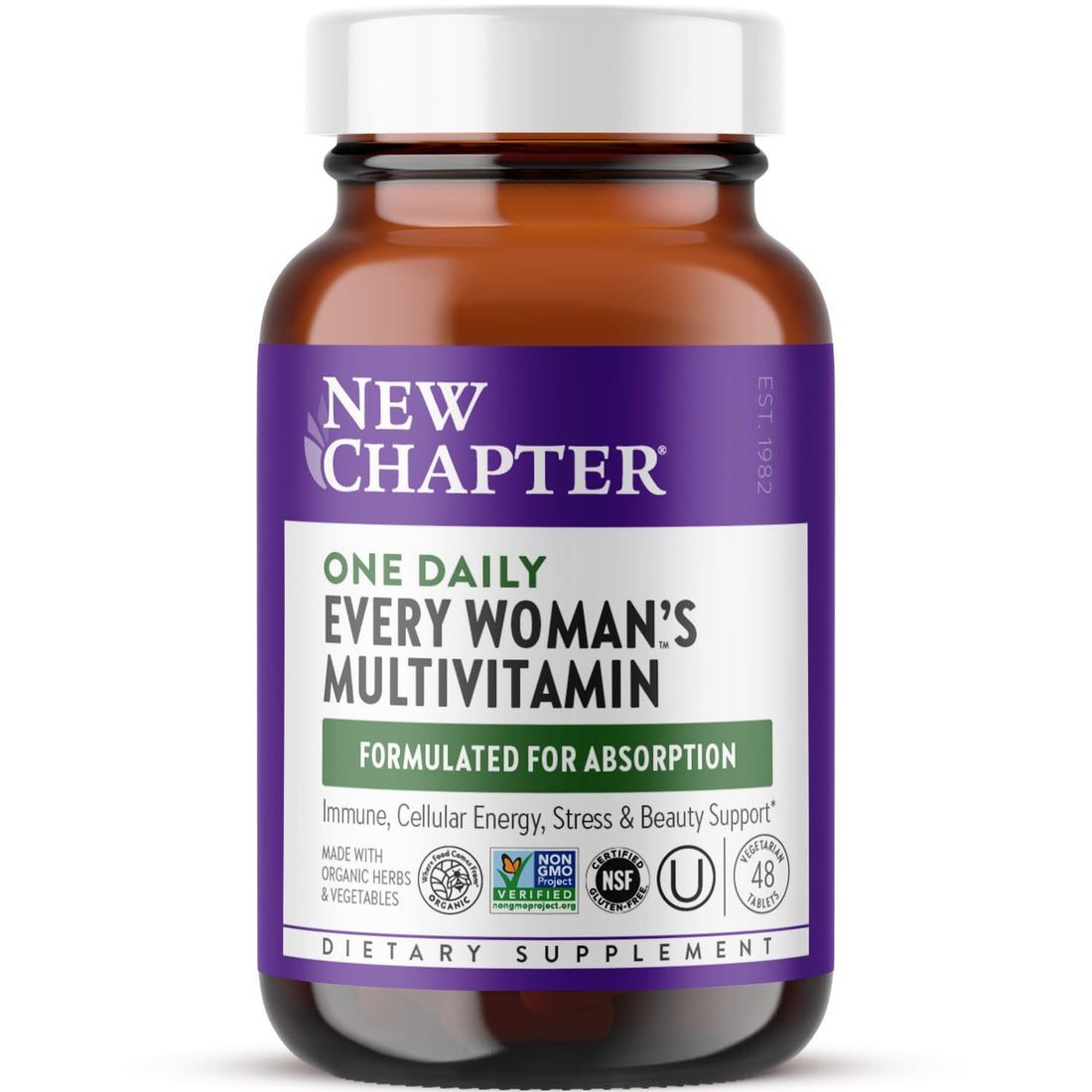 New Chapter Women's Multivitamin for Immune, Beauty + Energy Support with Fermented Nutrients - Every Woman's One Daily, Made with Organic Vegetables & Herbs, Non-GMO, Gluten Free, 48 Count