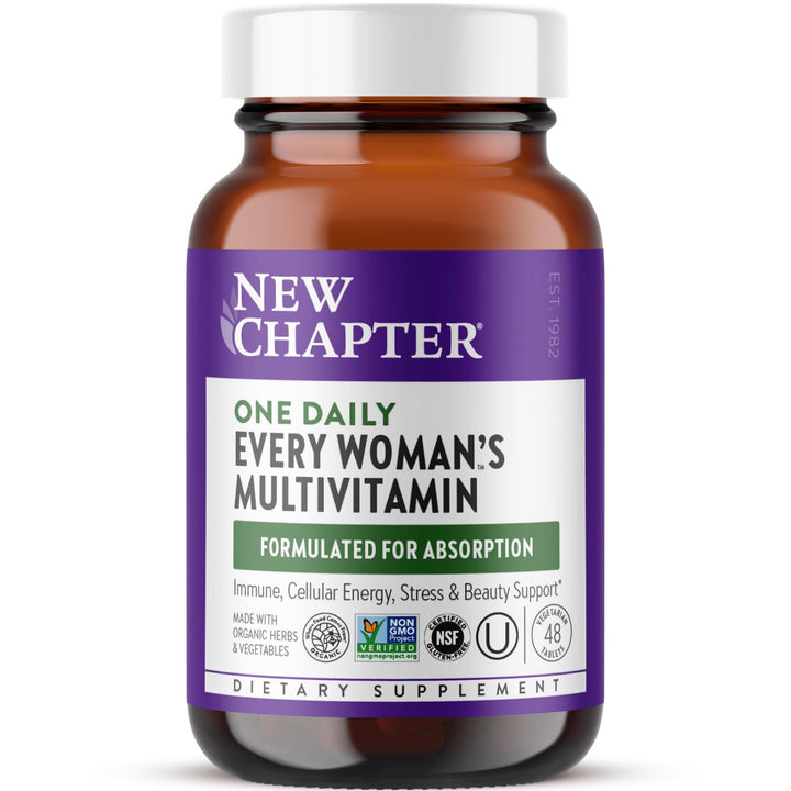 New Chapter Women's Multivitamin for Immune, Beauty + Energy Support with Fermented Nutrients - Every Woman's One Daily, Made with Organic Vegetables & Herbs, Non-GMO, Gluten Free, 48 Count