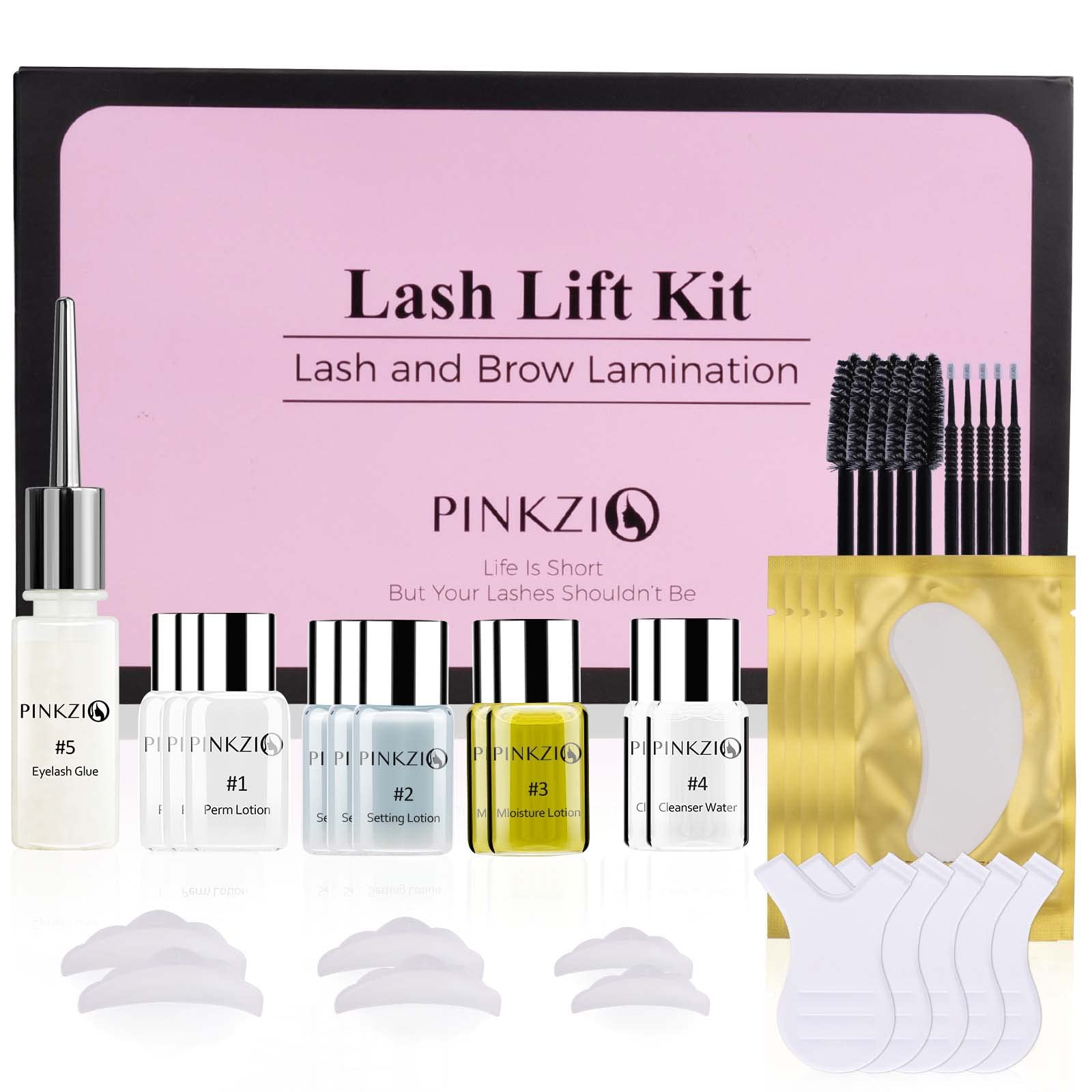 Pinkzio 15 in 1 Premium Eyelash Perm Kit Full Lift Kit for Professional Eyelash Lash Extensions and Lash Curling Suitable for Salon