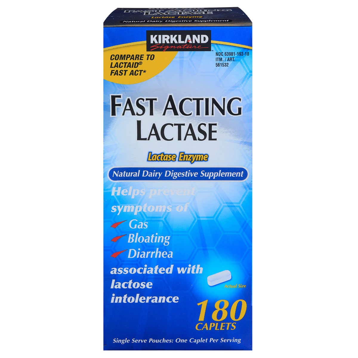 Kirkland Signature Fast Acting Lactase Enzyme 180 Count