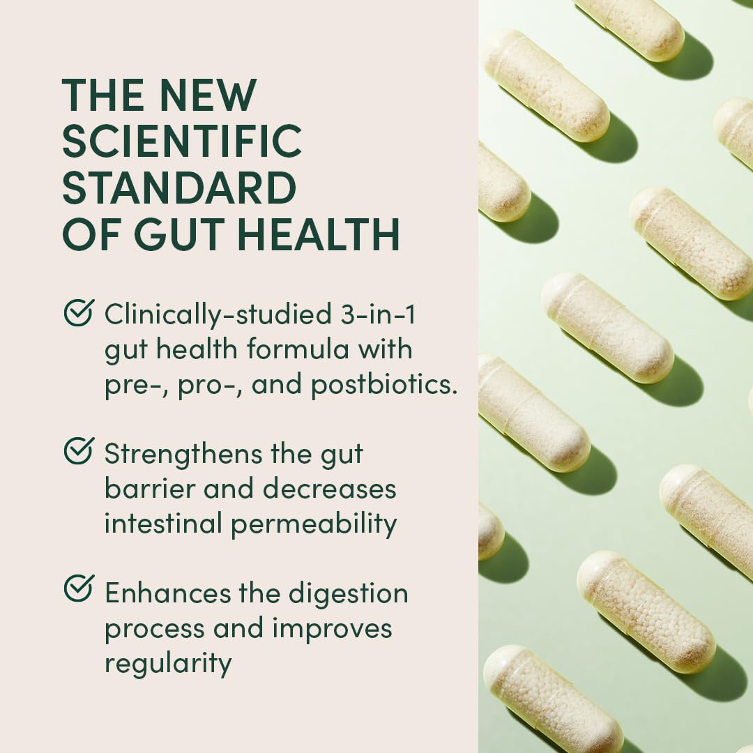 Beekeeper's Naturals Complete Gut Health, 3-in-1 Prebiotic, Postbiotic, Probiotics for Digestive Health & Bloating Relief for Women & Men, Propolis Powered, Gluten-Free Vegan Capsules, 20ct