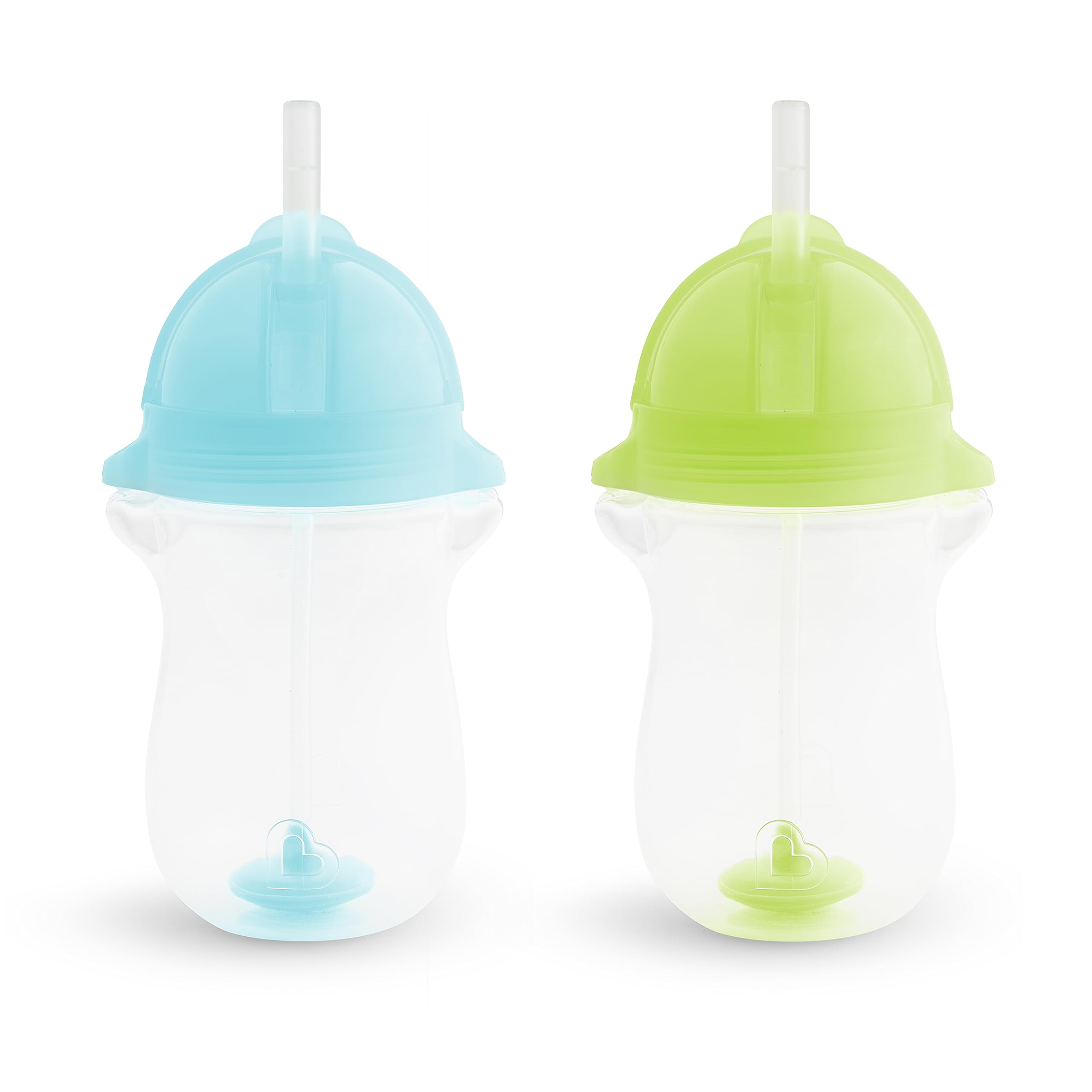 Munchkin Any Angle Weighted Toddler Straw Cups with Click Lock Lid, 10 Ounce, 2 Pack, Blue/Green
