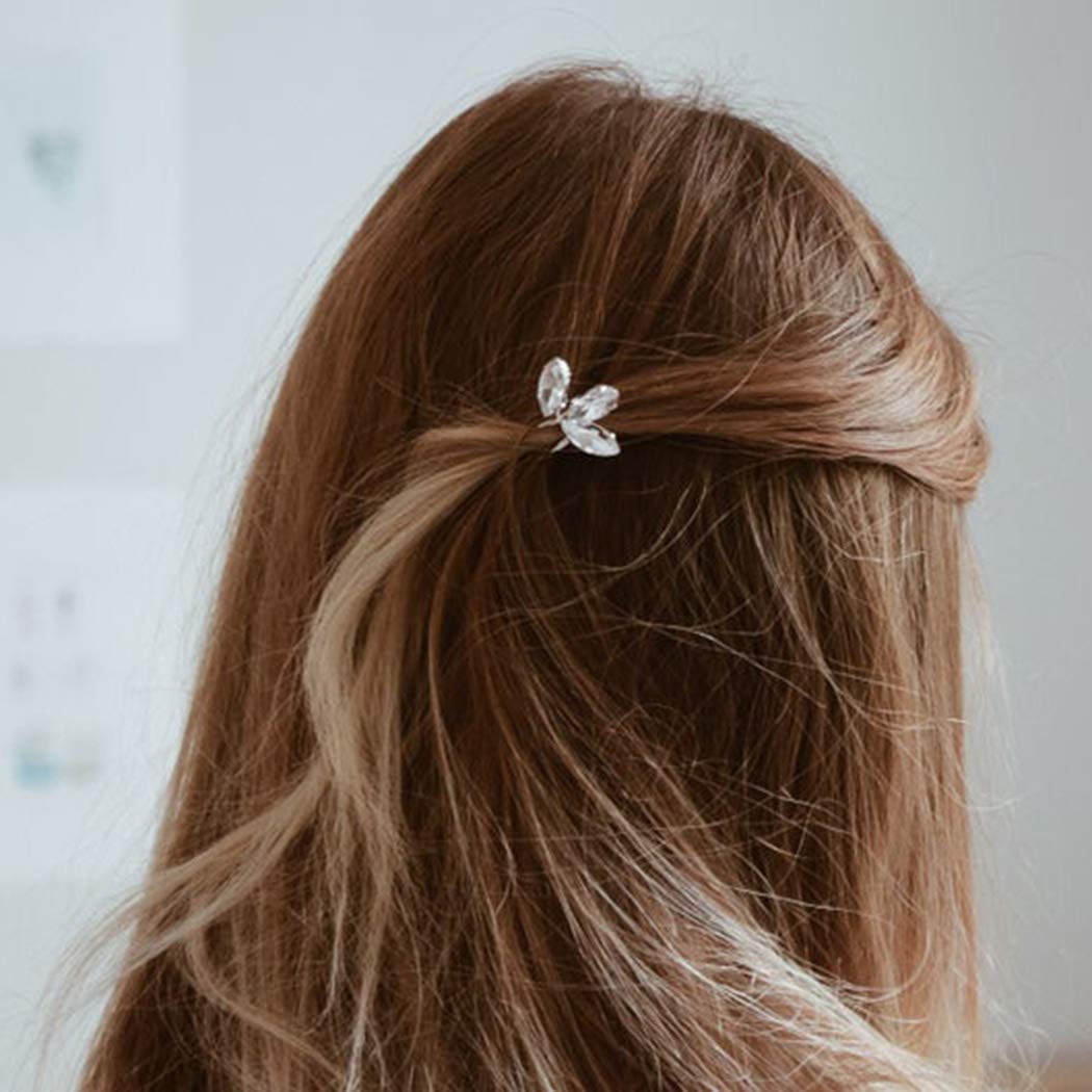 Jakawin Bride Wedding Hair Pins Crystal Hair Piece Rhinestone Bridal Hair Accessories for Women (Pack of 5) HP068 (Rose Gold)