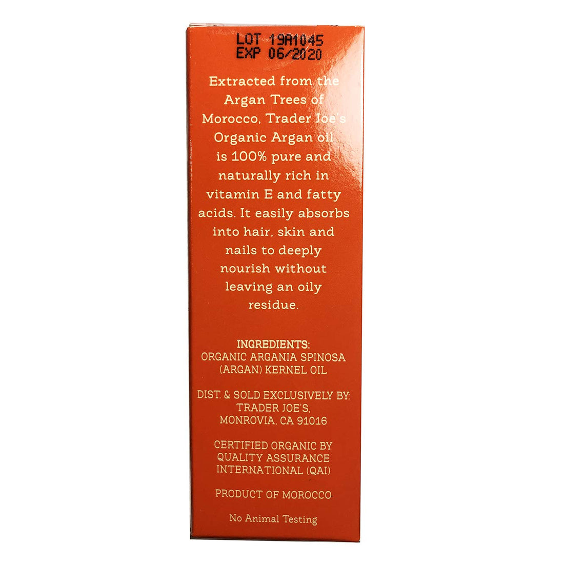 TRADER JOES 100% Organic ARGAN OIL 1.7 Oz - A Lightweight Oil That Moisturizes Skin, Hair and Nails Naturally