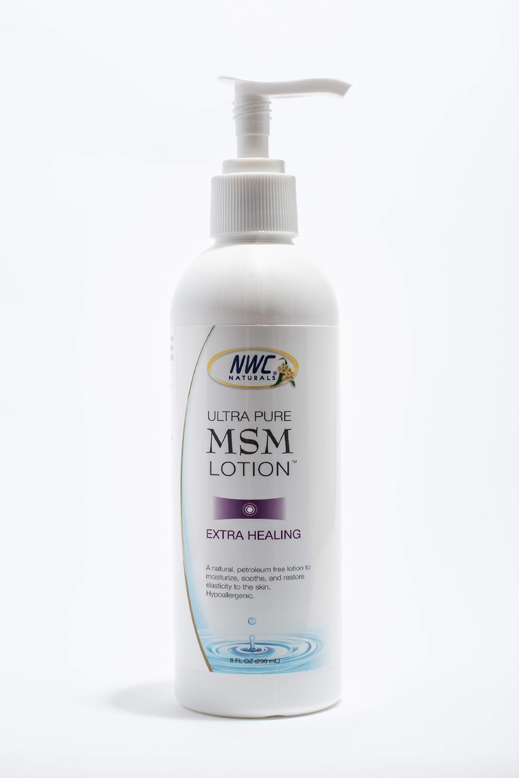 NWC Naturals UltraPure MSM Lotion All Natural Hypoallergenic ExtraHealing Nourishing Body Lotion by, 8 Fl Ounces