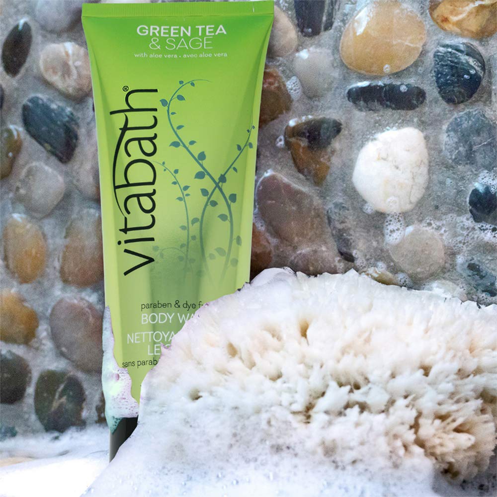 Vitabath Green Tea & Sage Body Wash Moisturizing Bath & Shower Cleanser Infused with Earthy Tones - Cruelty-Free, Paraben-Free - 10 oz