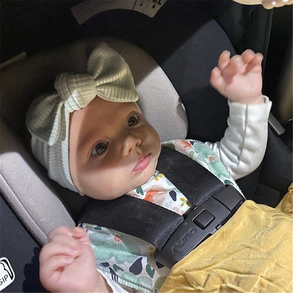 Sugarmelon Baby Headbands Stretchy Hairbands Hair Bow Elastics for Baby Girls Newborn Toddlers Infant Turban Headbands (Ribbed Bow Headband Vanilla)