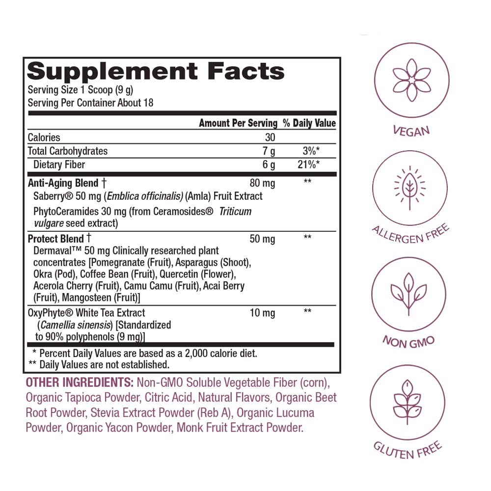 PlantFusion Vegan Collagen Beauty - Vegan Collagen Powder for Women - Hair Skin and Nails Vitamins - Gluten Free, Non-GMO, Non-Dairy (Strawberry Lemonade 18 Servings)