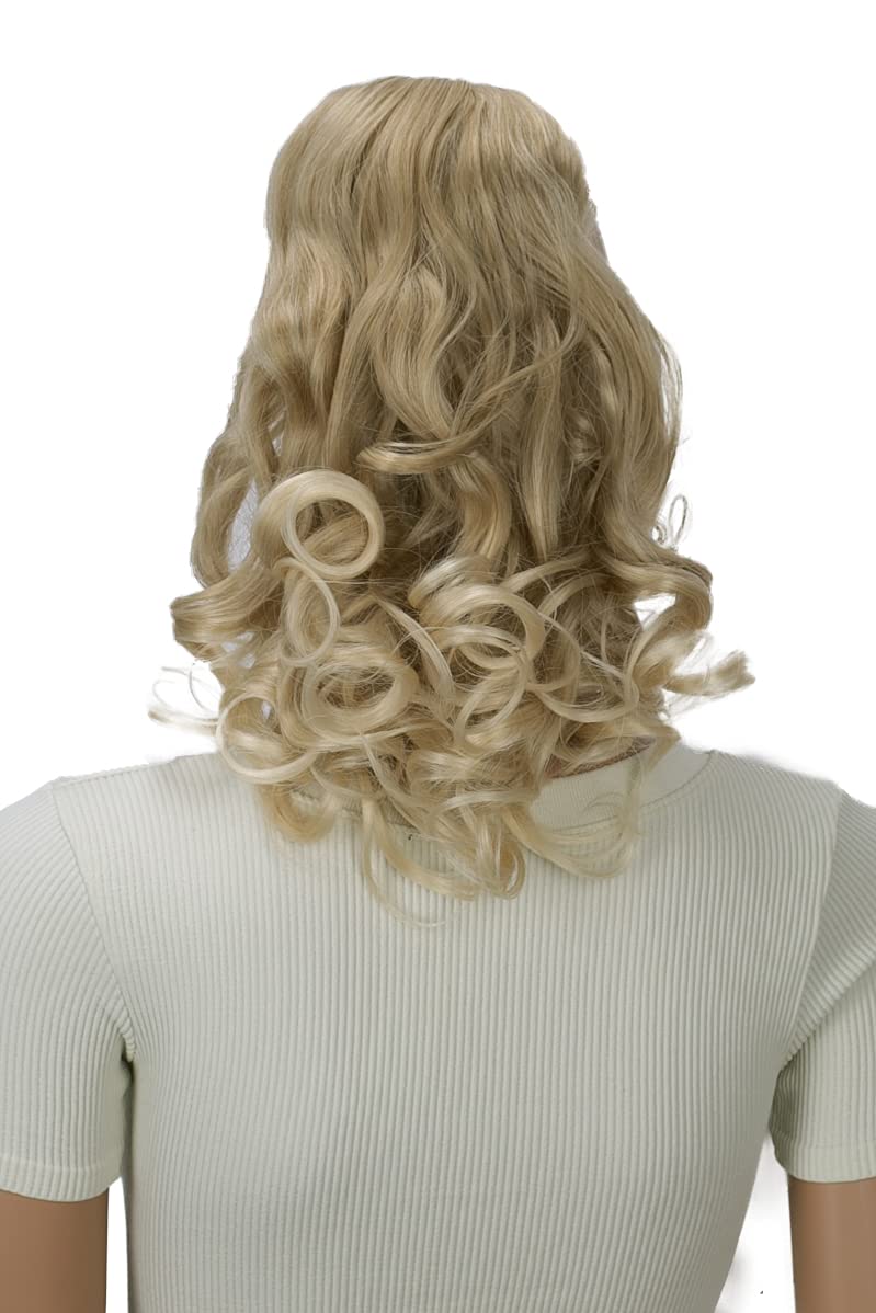 bleach blonde #25T613 H7-2 : PRETTYSHOP 16 OR 20 Hair Piece Clip On Pony Tail Extension 2 IN 1 Curled Wavy Heat-Resisting bleach blonde #25T613 H7-2
