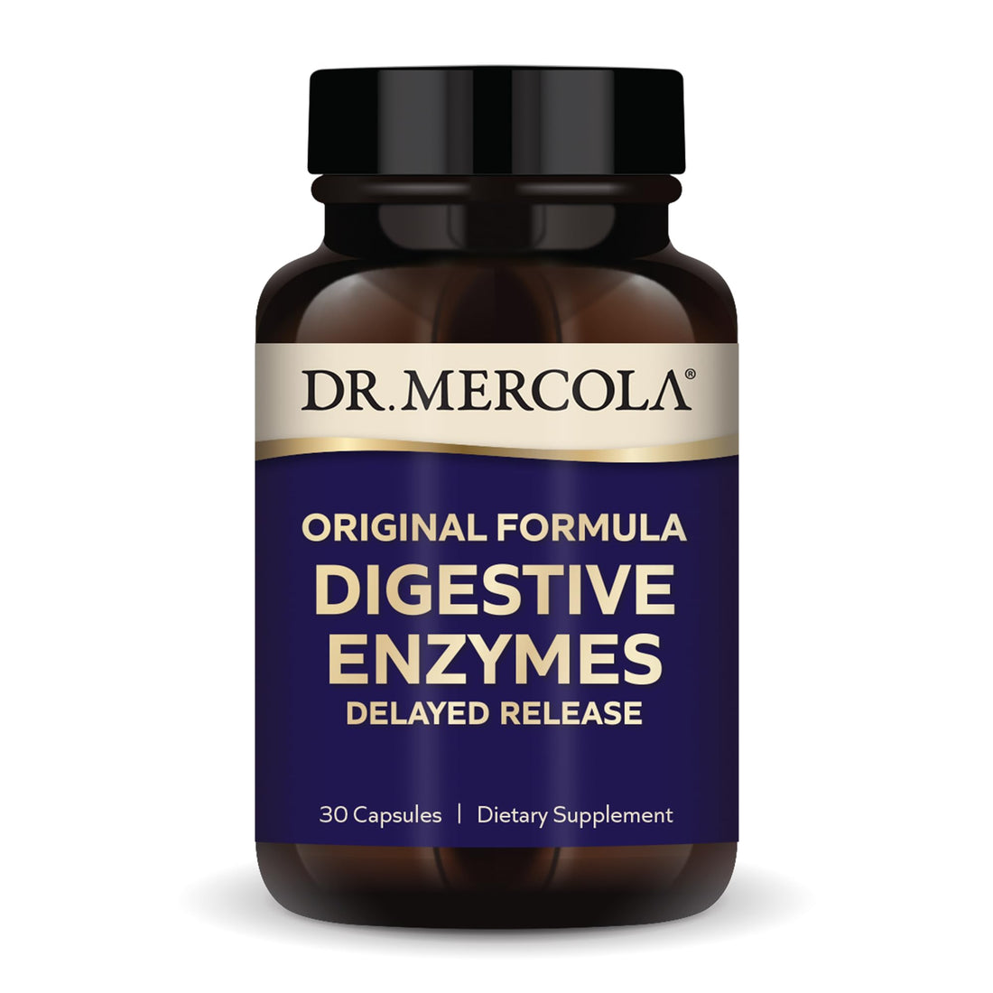 Dr. Mercola Digestive Enzymes, 30 Servings (30 Capsules), Original Formula, Delayed Release, Dietary Supplement, Supports Healthy Immune Function, Non-GMO