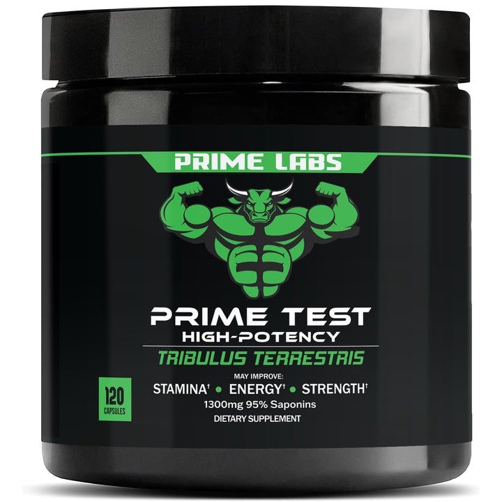 Prime Labs Tribulus Terrestris for Men 1300mg - Enhanced with 95% Saponins - Energy, Vitality, Strength - 120 Count