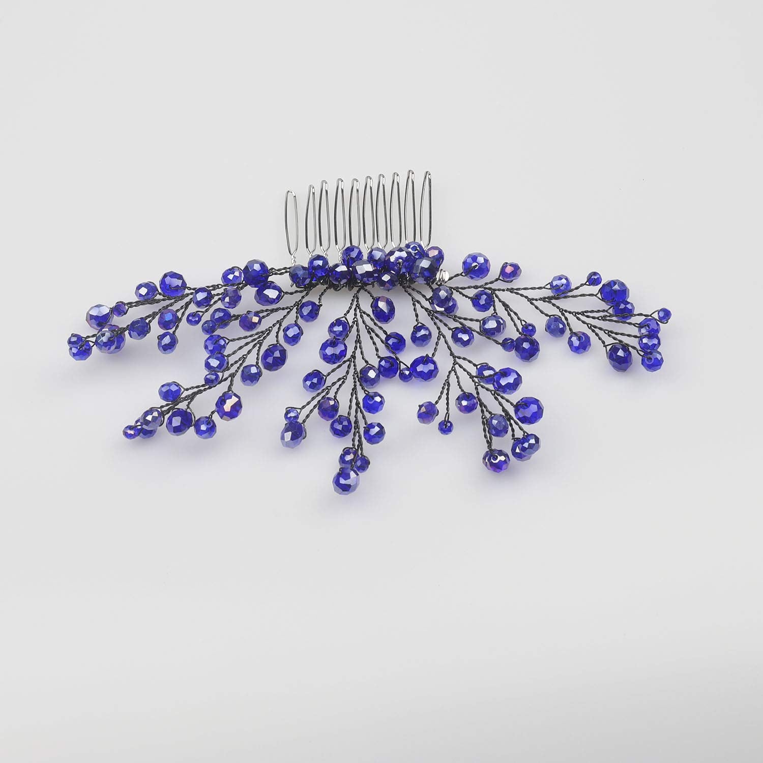 FXmimior Bridal Women Blue Vintage Crystal Rhinestone Vintage Hair Comb Wedding Party Hair Accessories