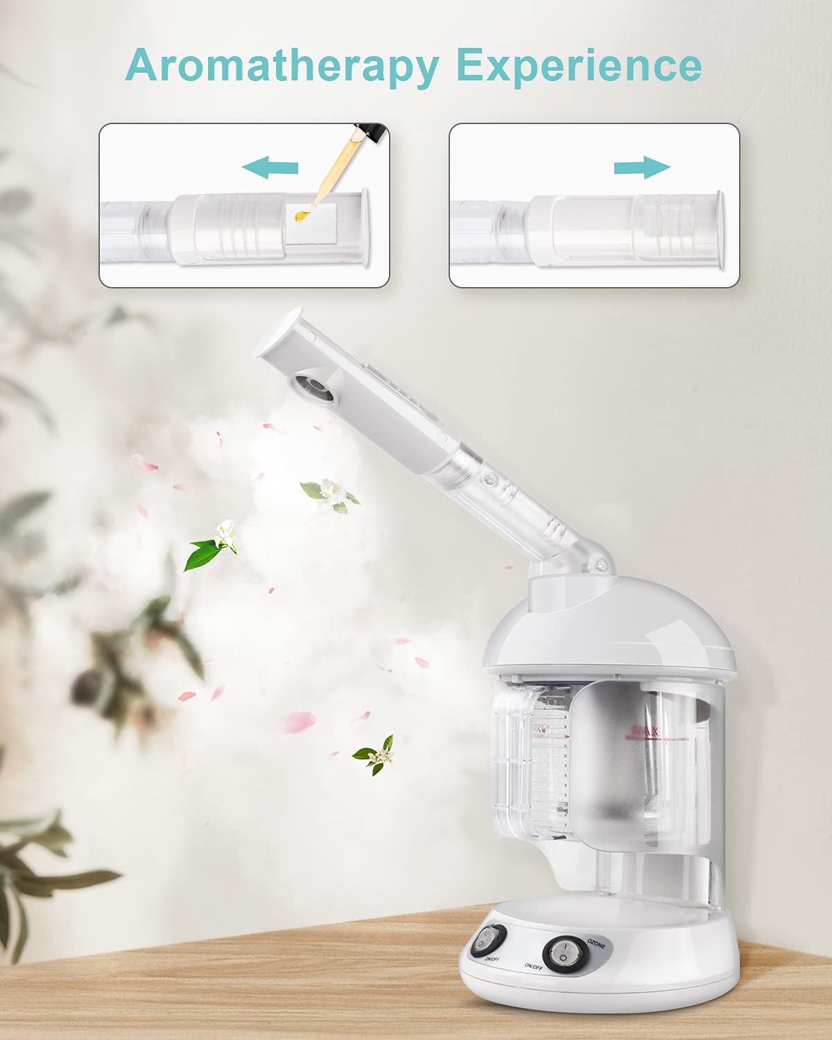 EZBASICS Hair Steamer 2 In 1 Ion Facial Steamer,Hair Humidifier Hot Mist Moisturizing Facial Atomizer Face Hydration System Sprayer,Design For Personal Care Use At Home Or Salon