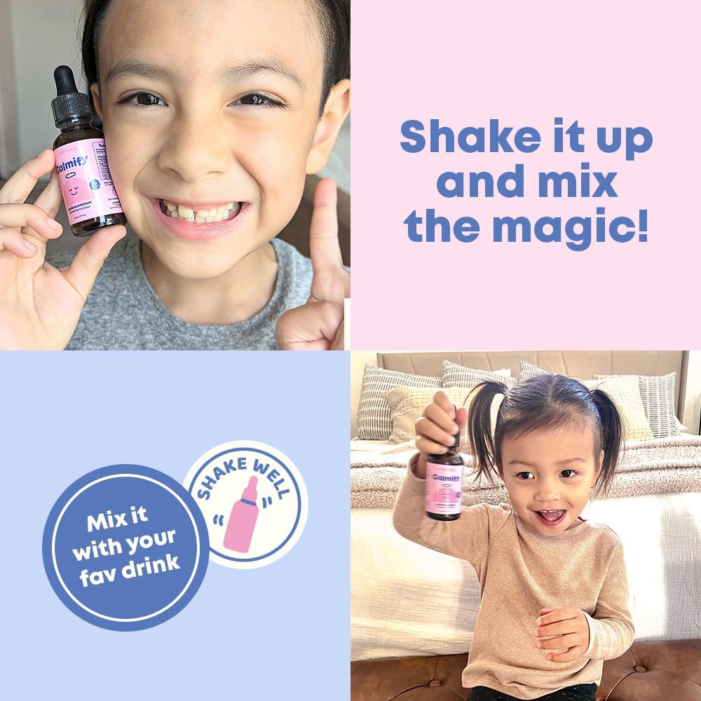 JoySpring Magnesium Citrate & Glycinate Liquid for Kids – Sugar & Gluten-Free Supplement with L-Theanine & Chamomile – Supports Kids & Teens (1 fl oz, 30 Servings)