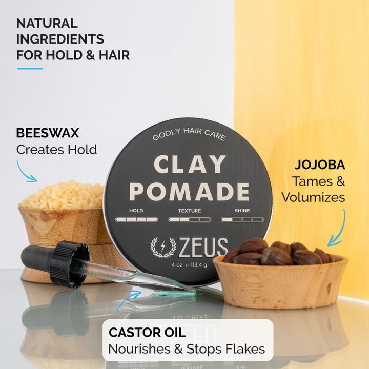 ZEUS Clay Pomade, Firm Hold, 4 Ounce