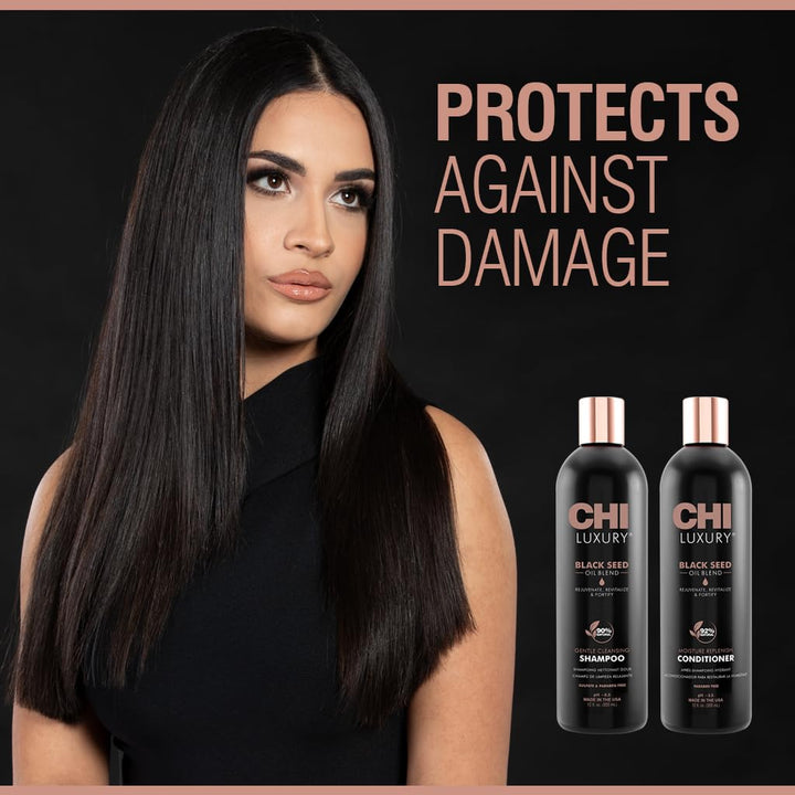 CHI Luxury Black Seed Oil Blend Gentle Cleansing Shampoo 12 Fl Oz, CHI Luxury Black Seed Oil Blend Moisture Replenish Conditioner 12 Fl Oz (pack Of 2)