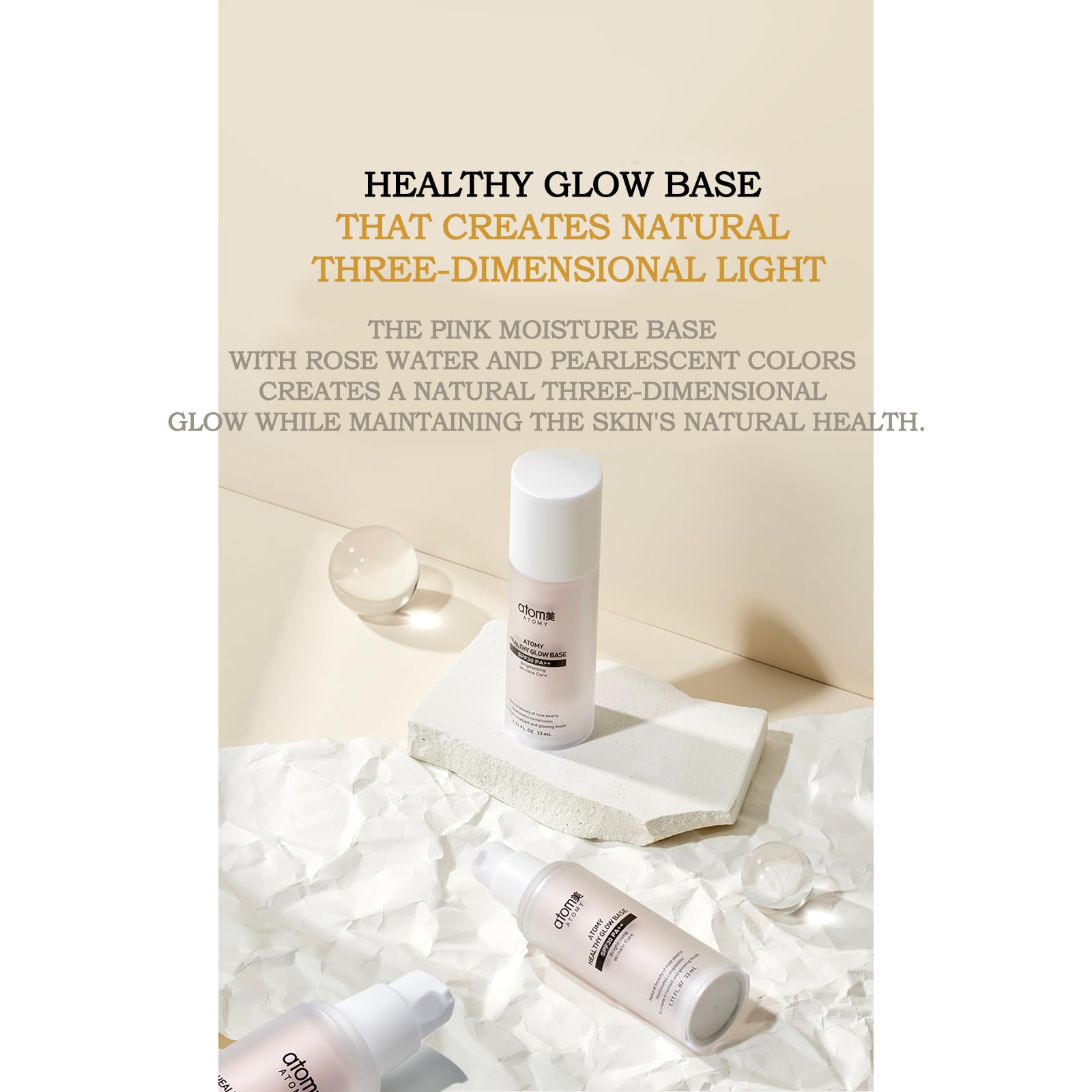 Subtle glow creation, vibrant daily make up, for ATOMY Healthy Glow Base 1.11 FL.OZ. / 33ml