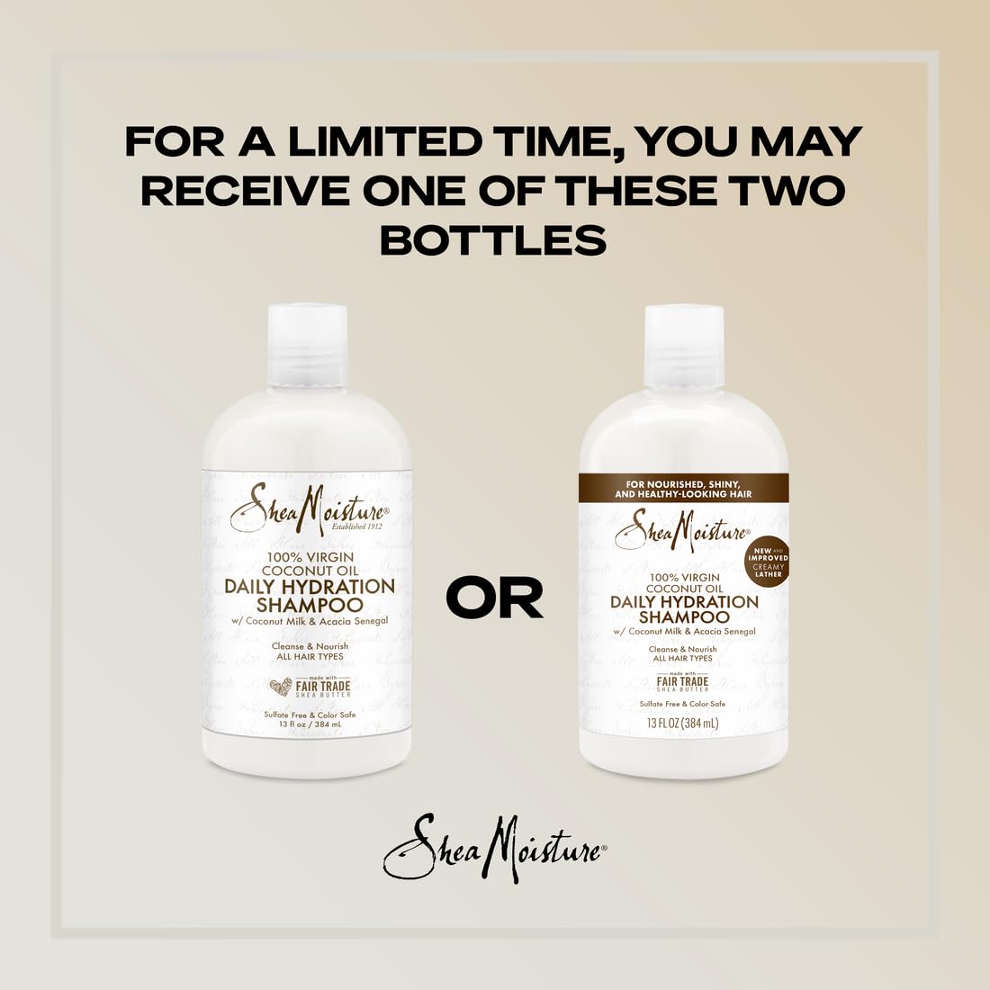 SheaMoisture Daily Hydration Shampoo 100% Virgin Coconut Oil for All Hair Types Sulfate-Free 13 oz
