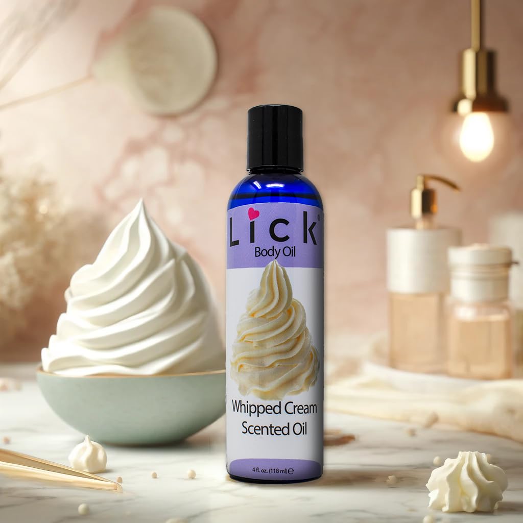 LICK Whipped Cream Scented Body Oil - Luxurious Hydrating Oil for Radiant Skin, Enriched with Natural Castor, Almond, Jojoba Oils, Vitamin E. Ideal for Massage, Daily Care 4 fl oz.