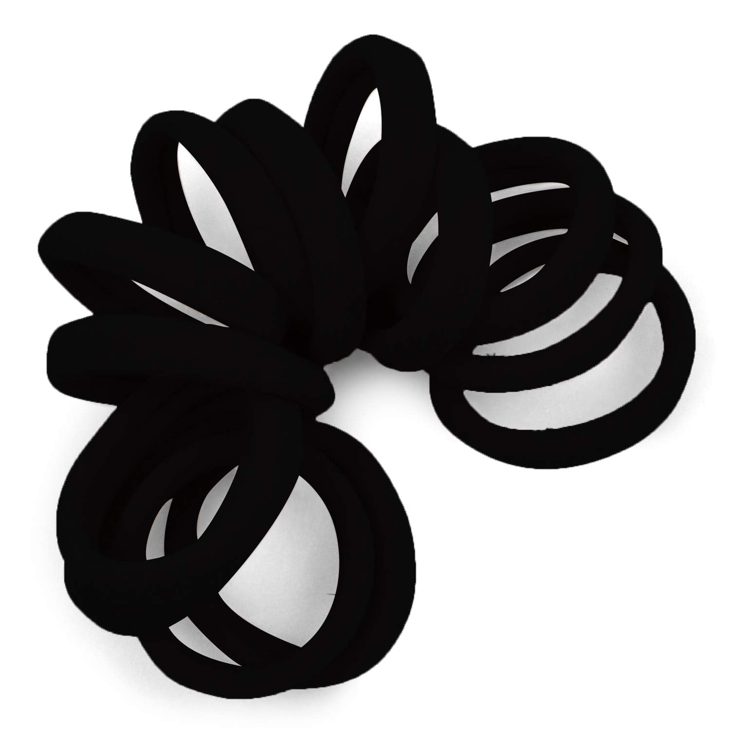 Black: Cyndibands Soft and Stretchy Seamless Elastic Fabric No-Metal Ponytail Holders - 12 Hair Ties (Black)