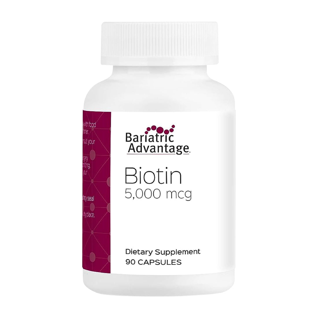 Bariatric Advantage Biotin 5,000 mcg - for Bariatric Surgery Patients - Easy-Digest Mini Capsules - Biotin Supplement - Hair, Skin & Nails Support* - 90 Count