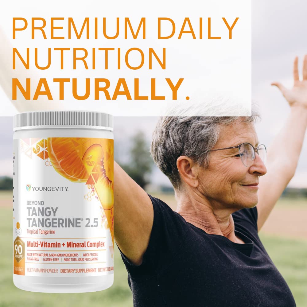 Youngevity Beyond Tangy Tangerine 2.5 Tropical Tangerine Ultimate Multi-Vitamin & Mineral Complex - Made with Natural & Whole Foods | 8,000 ORAC