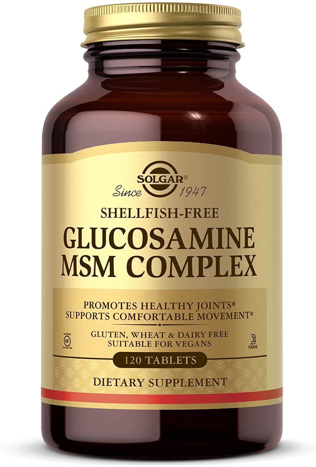 Solgar Glucosamine MSM Complex, 120 Tablets - Promotes Healthy Joints - Supports Range of Motion & Flexibility - Supports Collagen - Shellfish-Free - Gluten Free, Dairy Free, Kosher - 40 Servings