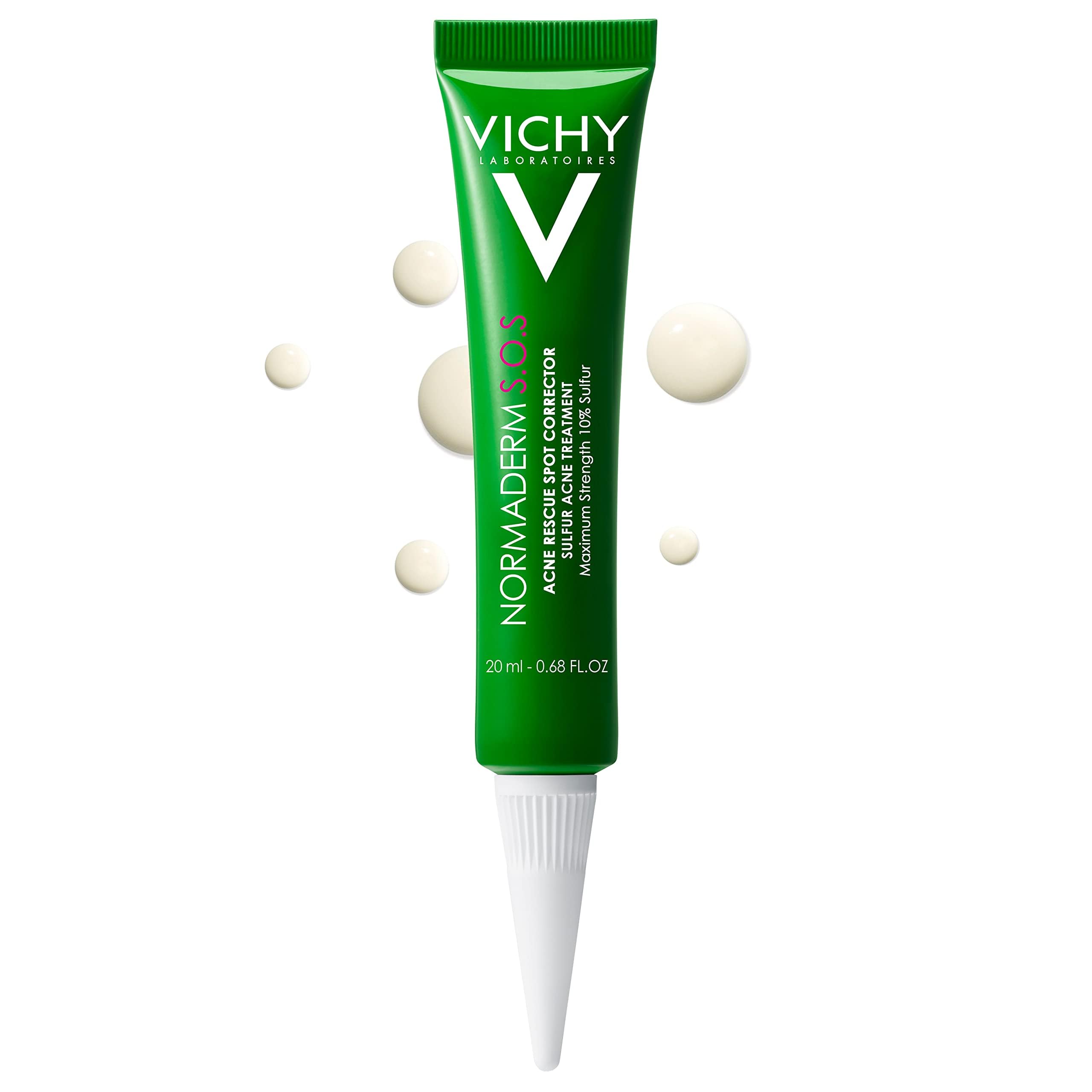 Vichy Normaderm S.O.S Acne Rescue Spot Corrector, Acne Spot Treatment for Face with 10% Sulfur, Niacinamide & Glycolic Acid, Suitable for Sensitive Skin