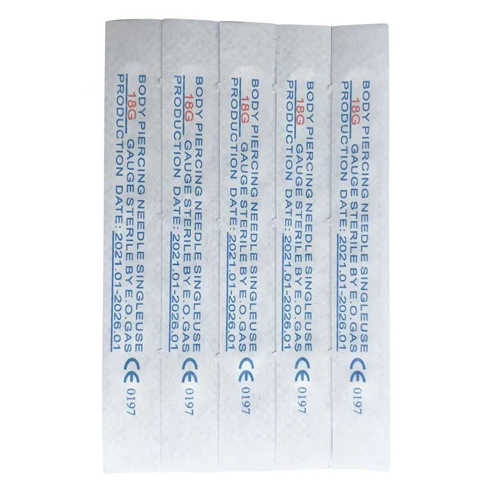 Body Ear Navel Nose Lip Nipple Piercing Needles, 18G, Tattoo Supplies, Body Piercing Needles Supply, Disposable Professional Body Piercing Needles Tool - 10PCS