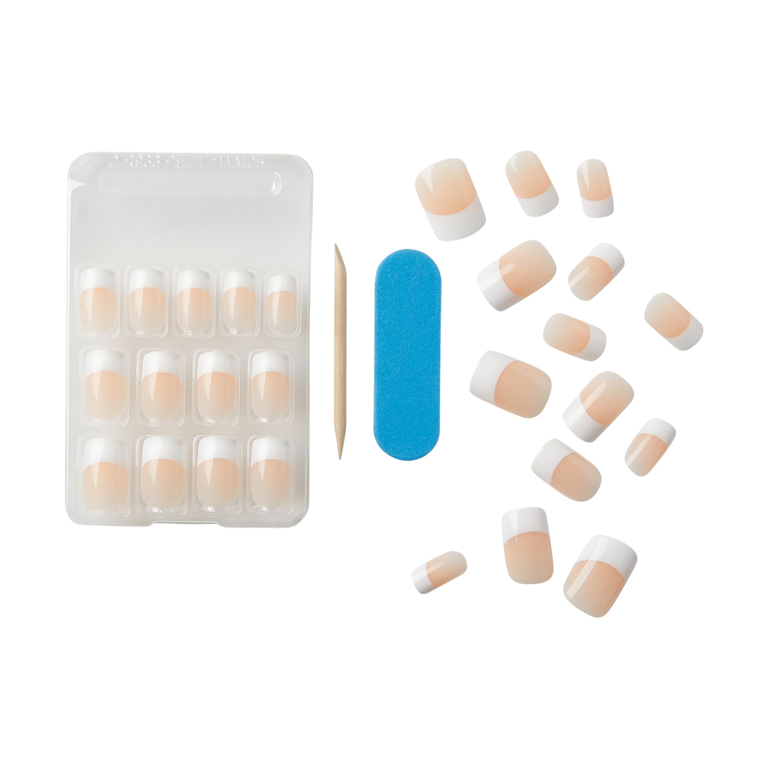 KISS Everlasting, Press-On Nails, Nail glue included, 'Infinite', French, Medium Size, Squoval Shape, Includes 28 Nails, 2g Glue, 1 Manicure Stick, 1 Mini file