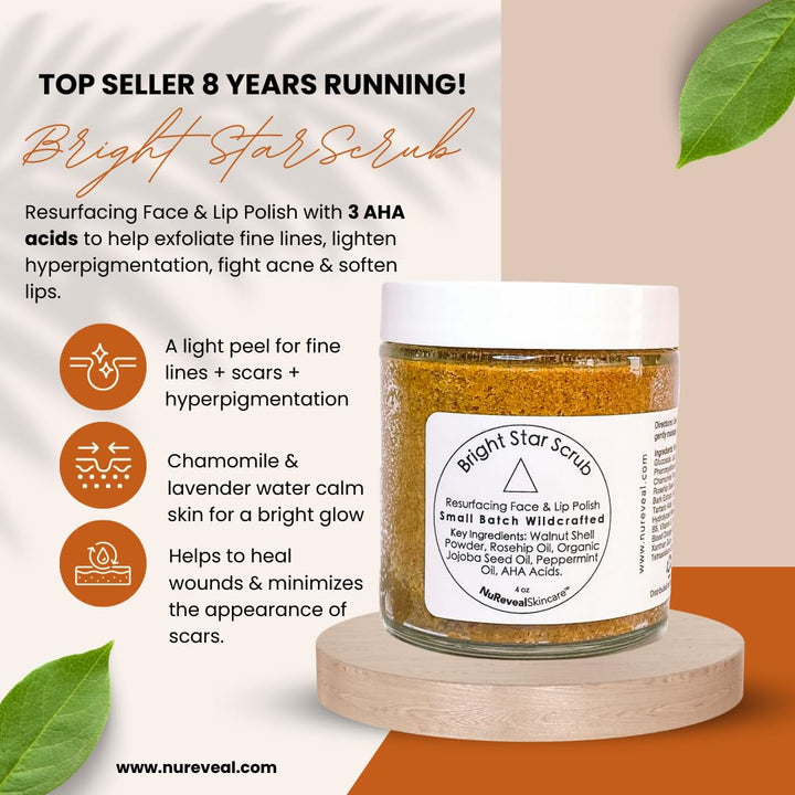 Bright Star Scrub Resurfacing Face & Lip Polish - Vegan & Cruelty Free