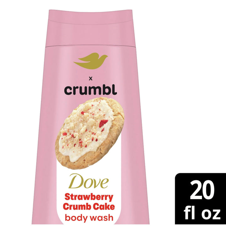 Dove Moisturizing Strawberry Crumb Cake Body Wash & Scrub Combo, 20oz Wash + 15oz Scrub, Limited Edition, Paraben & Sulfate Free, For Body, Improves Skin Texture, Moisturizes