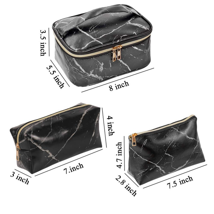 SUBANG 3 Pack Marble Makeup Bag Toiletry Bag Travel Bag Portable Cosmetic Bag Makeup Brushes Bag Waterproof Organizer Bag for Women Girls Men