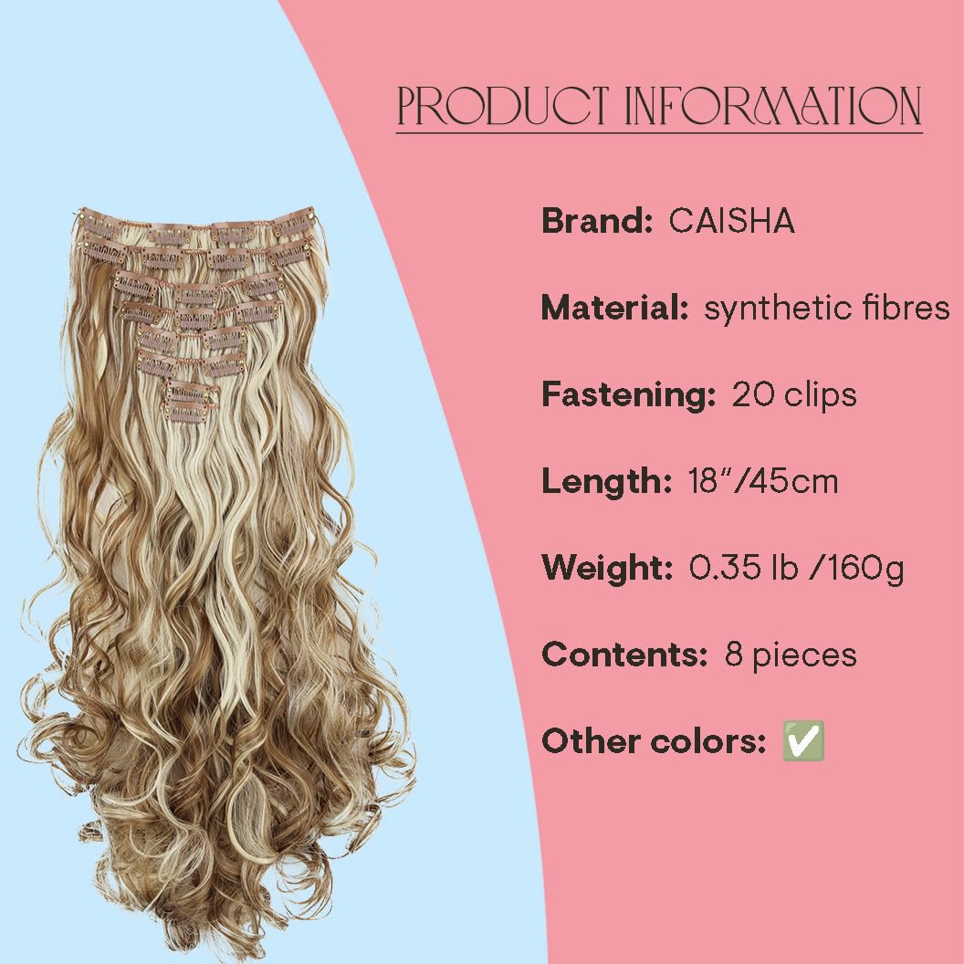 24 (60cm) blonde mix #27H613 CES14-1 : PRETTYSHOP XXL Full Head Set 8 pcs 24 Clip In Hair Extensions Hairpiece Wavy Heat-Resisting blonde mix #27H613 CES14-1