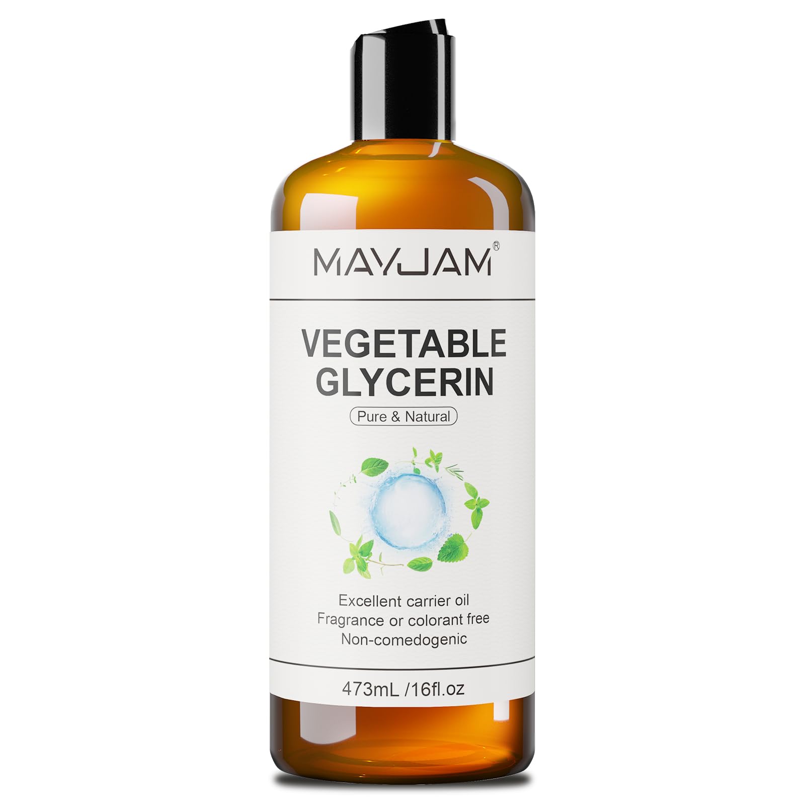 MAYJAM Pure Vegetable Glycerin for Skin,Crafts,Face,Hair Large 16 oz No Palm Oil Natural liquid Glycerine Makeup Remover Body Oils Massage Oil Deeply Moisturizing and Hair Benefits,DIY Beauty Products