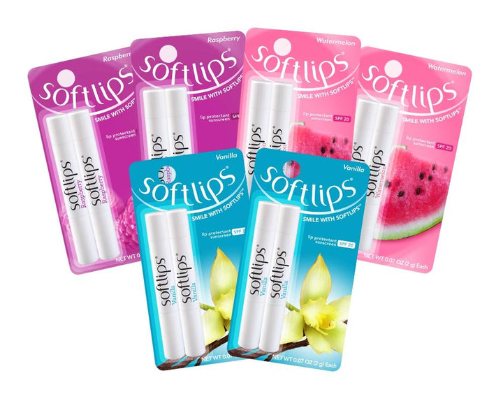 Softlips Protectant/Sunscreen SPF 20 Assorted Fun Flavors Lip Balm, 6 Count