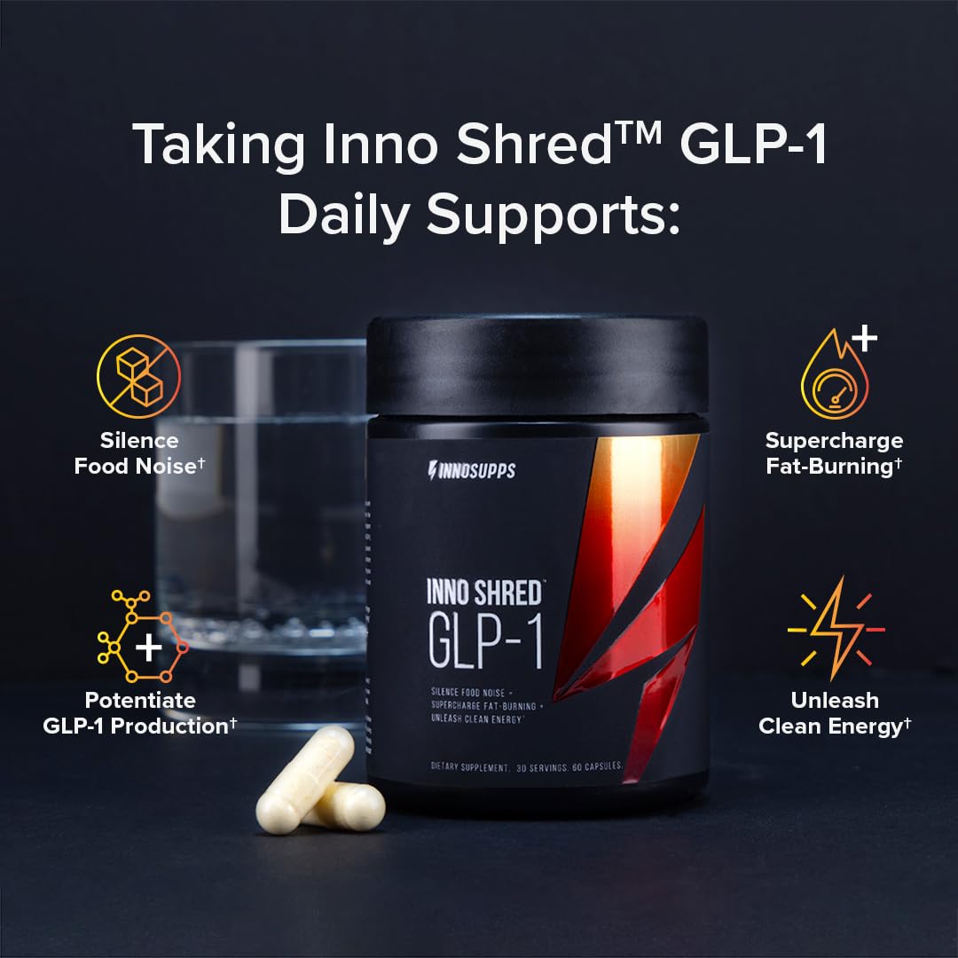 InnoSupps Inno Shred™ GLP-1 | Thermogenic Fat-Burner | Appetite + Metabolism Support | Energy + Performance | Berberine + Chromium | 60 Capsules. 30 Servings.
