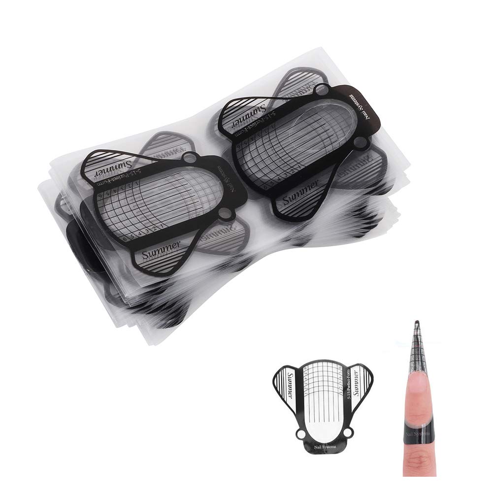 Tvoip 100Pcs/Pack Nail Forms Extension Tips Guide Extension French DIY Tool Acrylic UV Gel Nail Art Tools Builder Sticker Sculpting (Bee)