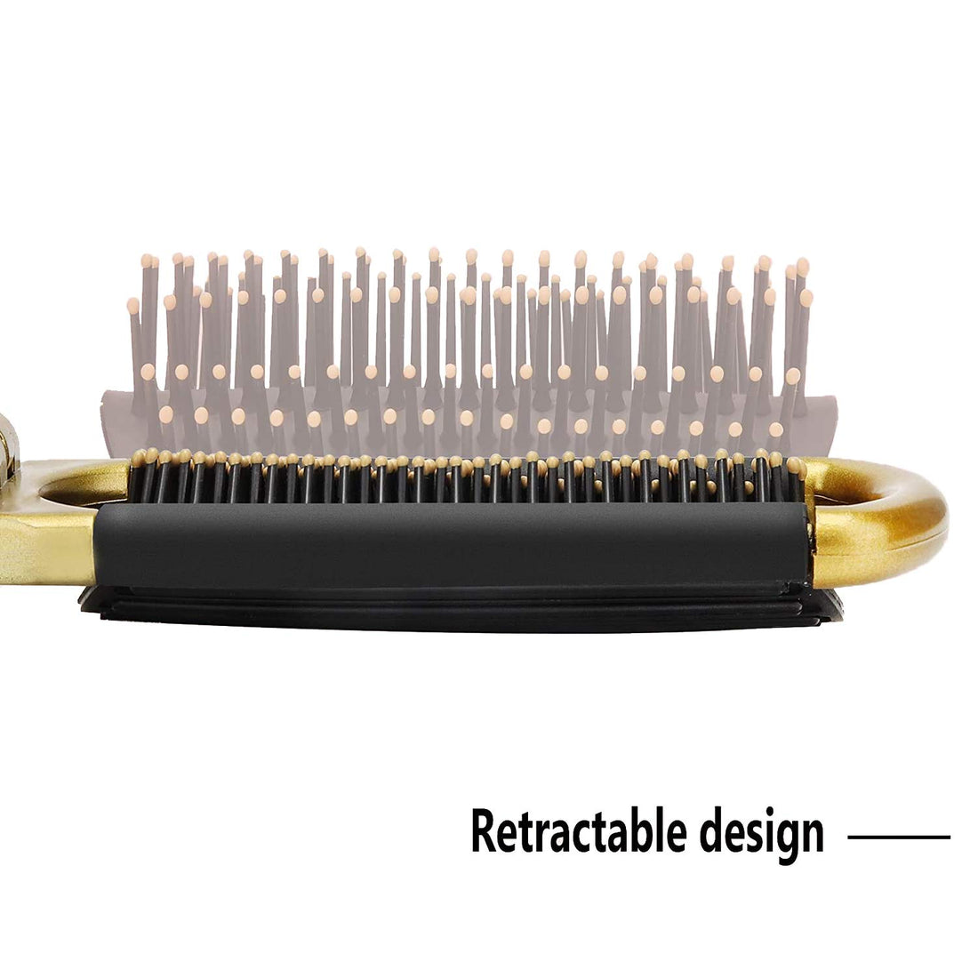 Yusong Mini Travel Hair Brush Set, Folding Hairbrush with Mirror For Women Girls Compact Pocket Size Comb For Purse, Gym, Trip, Swiming (2pcs, Gold&Silver)