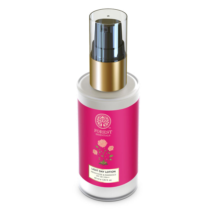 Forest Essentials Light Day Lotion Indian Rose & Marigold With SPF 25 for Dry Skin | Ayurvedic Hydrating Daily Moisturiser