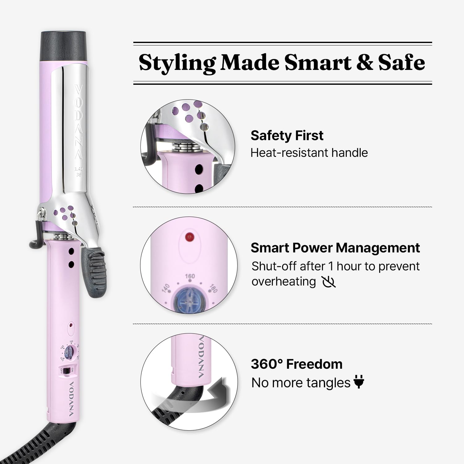 Vodana VP Glam Hair Curling Iron 1.26 inch Violet