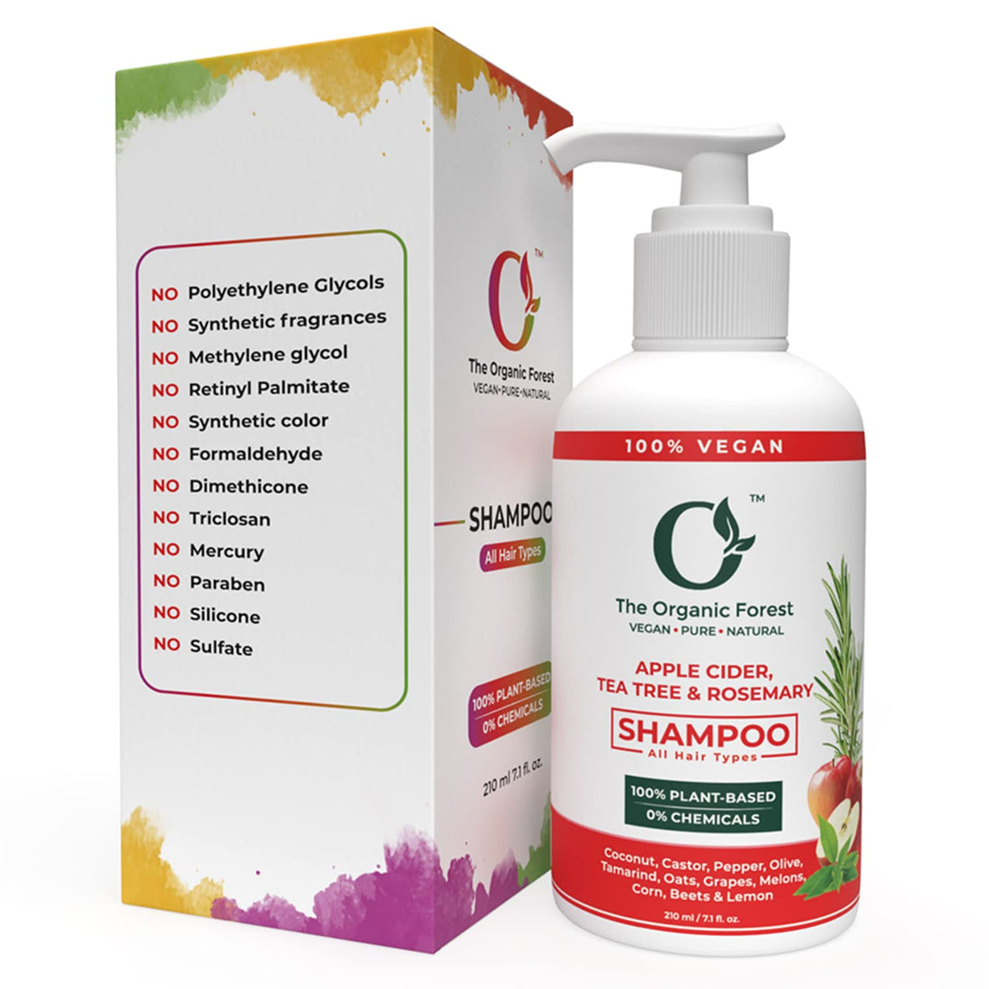 Apple Cider Vinegar, Tea Tree & Rosemary Shampoo - Sulfate Free, Natural & Organic Shampoo for Oily Hair, Dandruff, Itchy Scalp & Thinning Hair - Ideal for Women & Men with Dry Scalp & Grey Hair