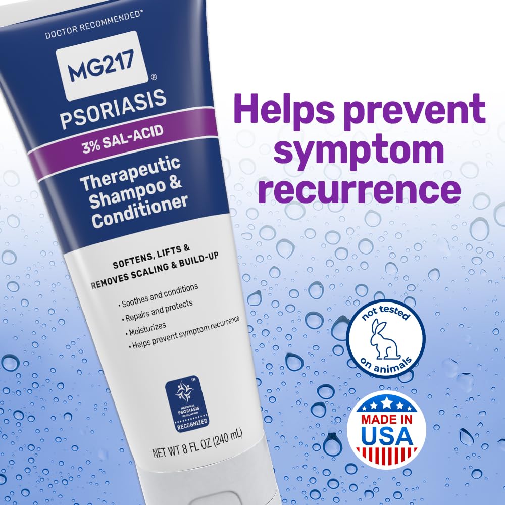 MG217 Psoriasis Shampoo and Conditioner with Salicylic Acid, Therapeutic Scalp Treatment, Softens, Lifts, Removes Scaling, Psoriasis Scalp Treatment, Salicylic Acid Shampoo and Conditioner, 8floz Tube