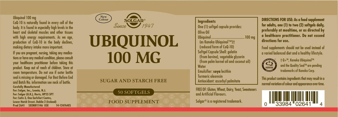 Solgar Ubiquinol 100 mg, 50 Softgels - Advanced Antioxidant Support - Reduced Coenzyme Q10 (CoQ-10) - Gluten Free, Dairy Free - 50 Servings
