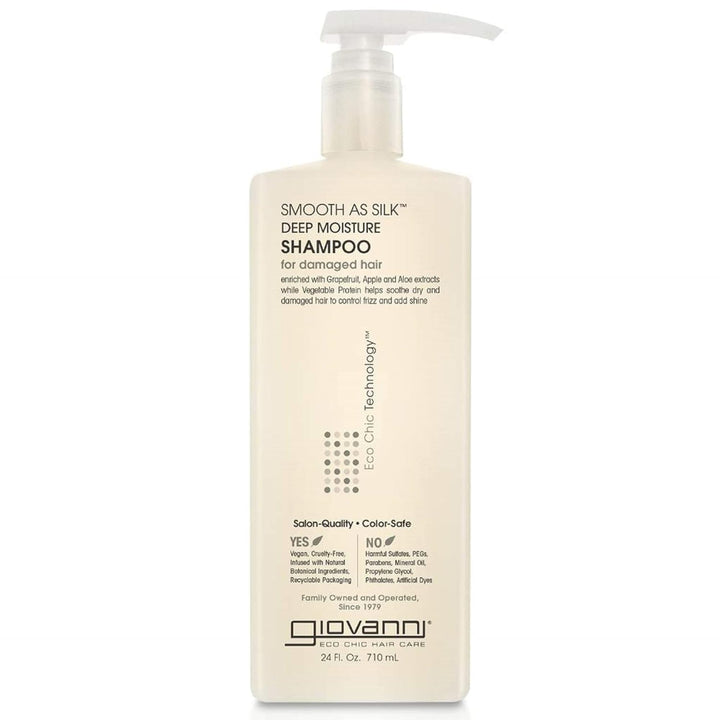 GIOVANNI Smooth as Silk Deep Moisture Shampoo (Apple + Aloe Extracts), Hydrates and Calms Frizz, Detangles, Wash & Go, Curly & Wavy Hair, Sulfate & Paraben Free, Color Safe, Lavender, 24 Fl Oz