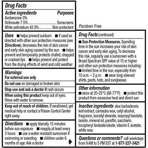 ChapStick Moisturizer Original Lip Balm Tubes, SPF 15 and Skin Protectant - 0.15 Oz (Pack of 3)