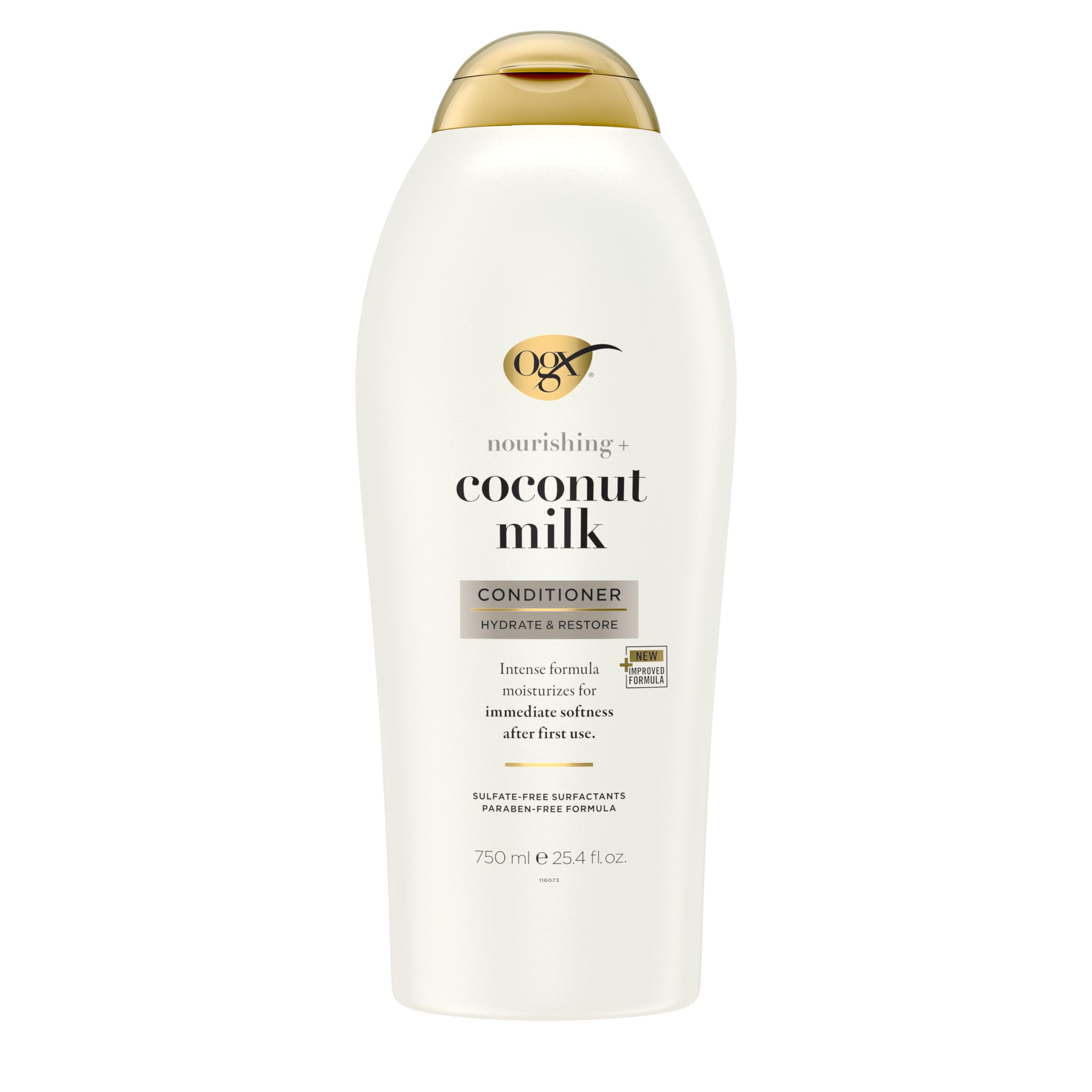 OGX Nourishing + Coconut Milk Moisturizing Conditioner for Strong & Healthy Hair, with Coconut Milk, Coconut Oil & Egg White Protein, Paraben-Free, Sulfate-Free Surfactants, 25.4 fl oz
