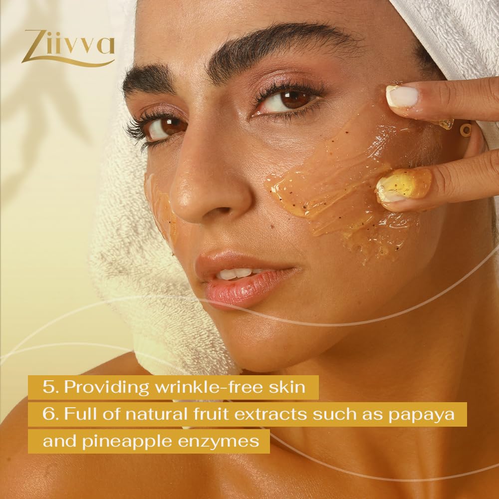 ZIIVVA 24K Gold Exfoliating Gel - Face Scrub & Body Peeling - 100% Pure Gold Face Scrub & Exfoliator - Skin Care Facial, Exfoliating Gel for Dark Spots - Gentle Scrubber Wash