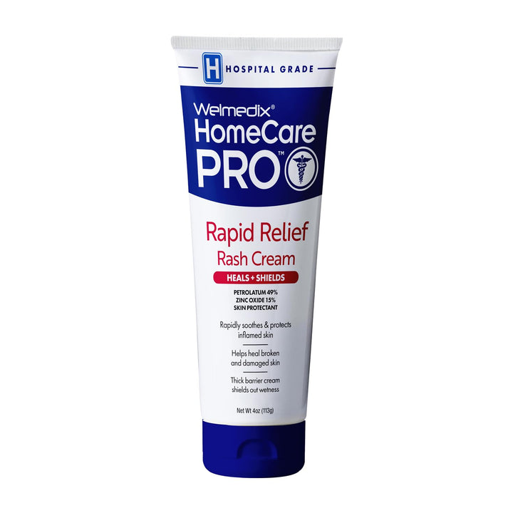 Welmedix HomeCare PRO Rapid Relief Adult Diaper Rash Cream – Extra Thick, Moisturizing Barrier Cream for Incontinence and Healing/Zinc Oxide (4oz Tube)