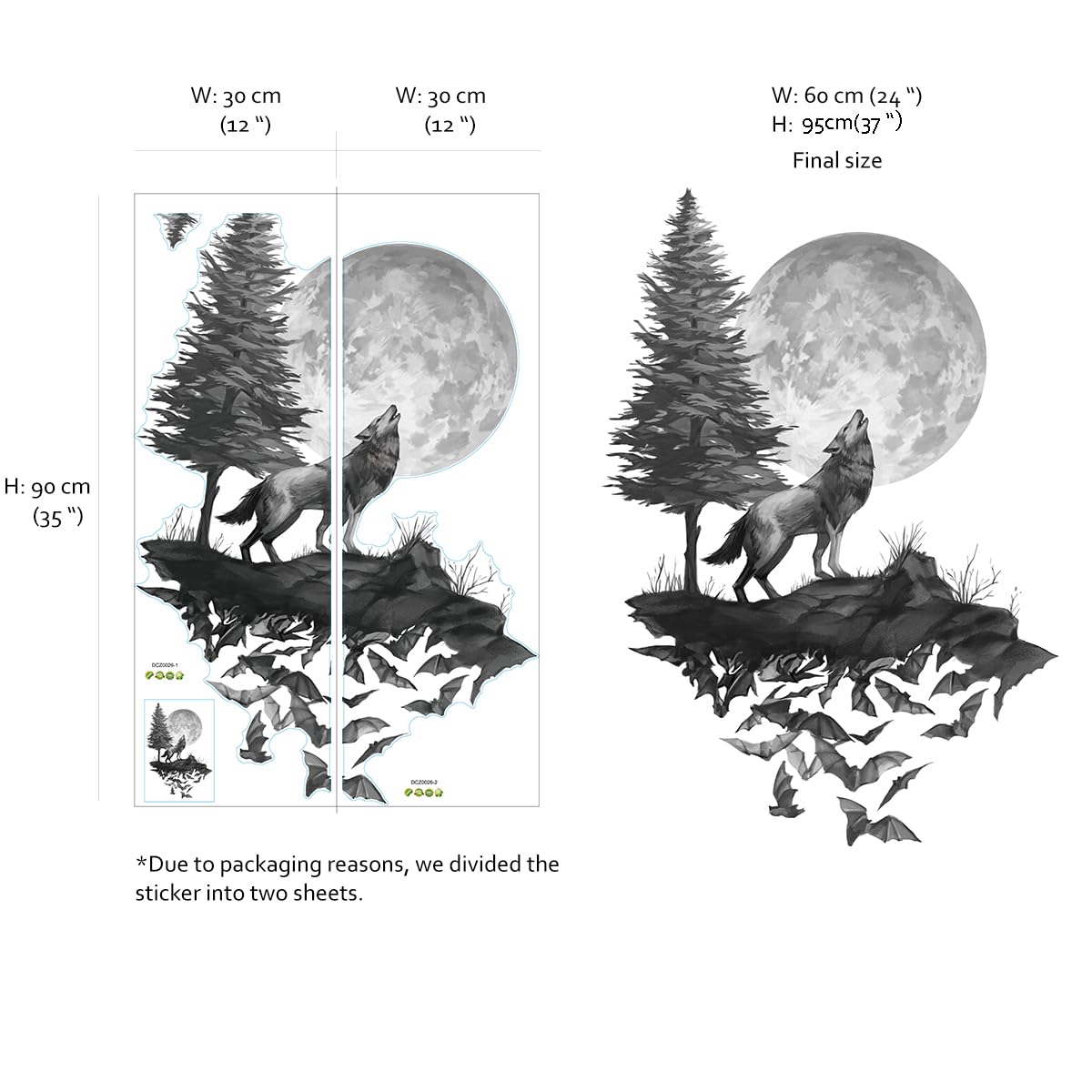 Runtoo Moon Wall Art Stickers - Bedroom & Living Room Kids Nursery Black Wall Decor
